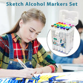 Color Markers Twin Tip - Double Tip Markers for Artist, Sketch Alcohol Markers Set, Drawing Colouring Markers for Kids (24 Pcs)